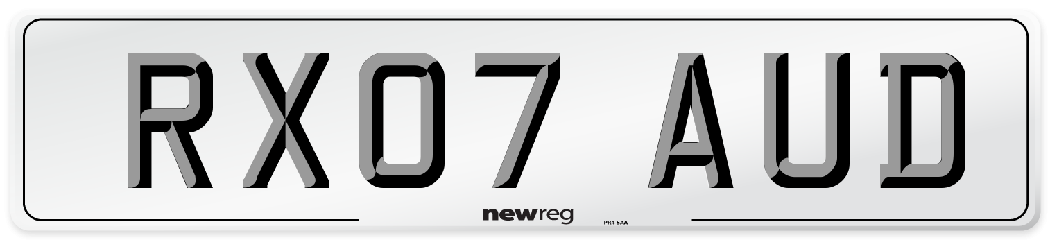 RX07 AUD Number Plate from New Reg